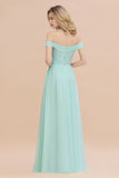 Simple Off-the-shoulder Long Affordable Bridesmaid Dress With Appliques-27dress