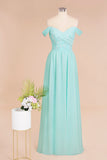 Simple Off-the-shoulder Long Affordable Bridesmaid Dress With Appliques-27dress