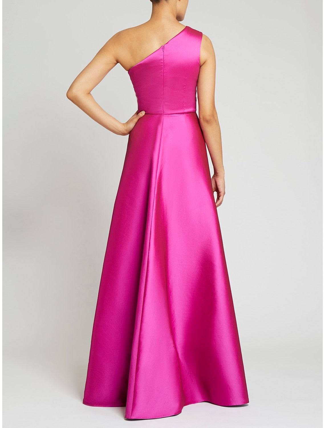 Simple One Shoulder A-line Stain Long Prom Dress with Sleeveless-27dress