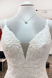 Simply Jewel Sleeveless Satin Appliques V Neck Mermaid Wedding Dresses-27dress