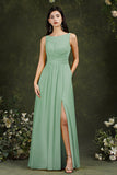 Sleeveless Bridesmaid Dress Long With Slit Online-27dress