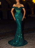 Sparkle in Style with Trumpet/Mermaid Off-The-Shoulder Sequined Prom Dresses With Rhinestone-27dress