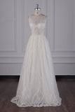Sparkly Beadings A-Line Ruffle Wedding Dress Jewel Appliques Bridal Gowns On Sale-27dress