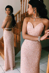 Sparkly Sequin Sweetheart Pink Prom Dress with Open Back-27dress