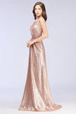 Sparkly Sequined V-Neck Sleeveless Bridesmaid Dress Online-27dress