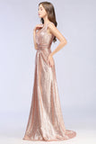 Sparkly Sequined V-Neck Sleeveless Bridesmaid Dress Online-27dress