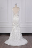 Sparkly Sequins Straps V-Neck Wedding Dress Beadings Sleeveless Bridal Gowns with Sash On Sale-27dress