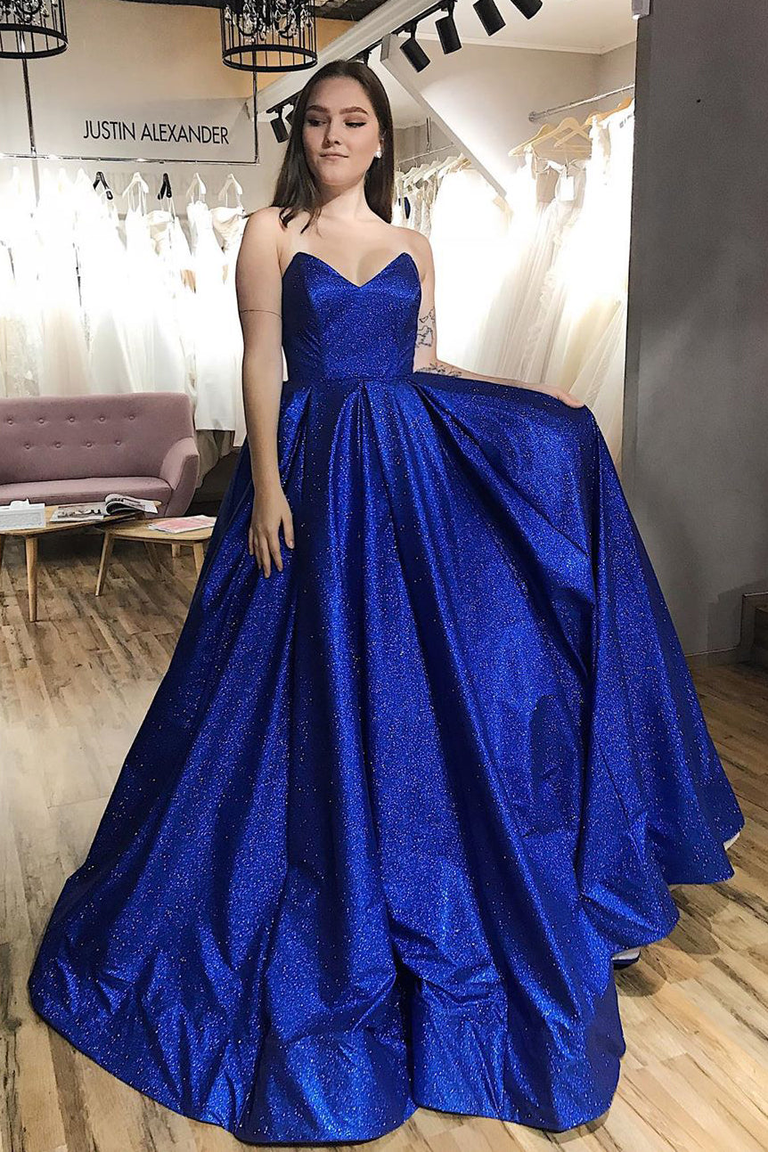 Sparkly Sweetheart Royal Blue Long Prom Dress