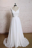 Square Neck Lace Chiffon A-line Wedding Dress On Sale-27dress