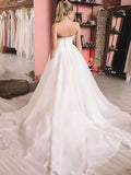 Straight Organza Sweep Train Wedding Dresses With Ruffles for Ball Gown