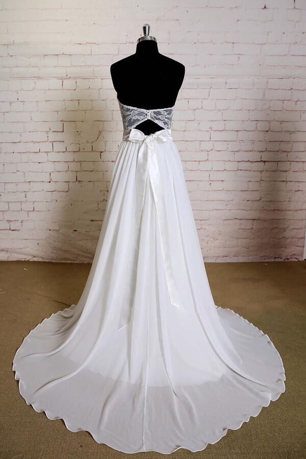 Strapless Lace Chiffon A-line Wedding Dress On Sale-27dress