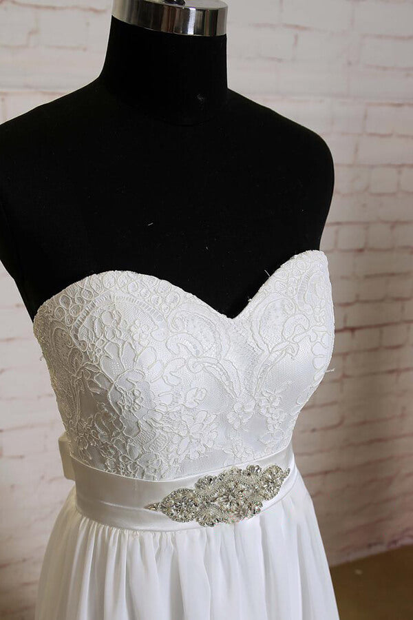 Strapless Lace Chiffon A-line Wedding Dress On Sale-27dress