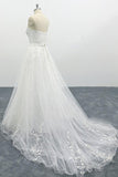 Strapless Tulle Chapel Train A-line Wedding Dress On Sale-27dress