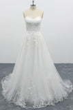 Strapless Tulle Chapel Train A-line Wedding Dress On Sale-27dress