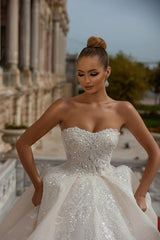 Strapless Wedding Dress Ball Gown With Lace Appliques-27dress