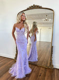 Stunning Lace Trumpet/Mermaid Sleeveless Prom Dress-27dress