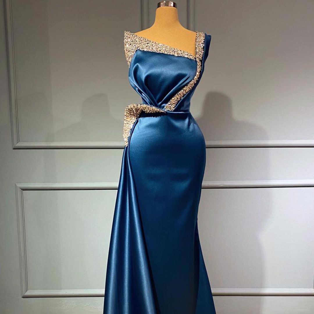 Stunning Long One shoulder Stretch Satin Mermaid Prom Dress-27Dress