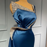 Stunning Long One shoulder Stretch Satin Mermaid Prom Dress-27Dress