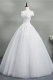 Stunning Off-the-Shoulder Sweetheart Wedding Dresses Short Sleeves Lace Appliques Bridal Gowns On Sale-27dress
