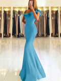 Stunning One Shoulder Stretch Crepe Prom Dresses with Ruffles - Trumpet/Mermaid Style