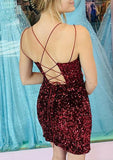 Stunning Sequined Sheath/Column V Neck Sleeveless Homecoming Dress - 27Dress