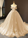 Stunning Tulle Off-the-Shoulder Prom Dress With Appliques Lace-27dress