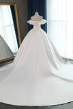 Stylish Strapless Sweetheart Satin Wedding Dress Ruffles Sleeveless Ball Gowns Bridal Gowns On Sale-27dress