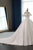 Stylish Strapless Sweetheart Satin Wedding Dress Ruffles Sleeveless Ball Gowns Bridal Gowns On Sale-27dress