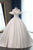 Stylish Strapless Sweetheart Satin Wedding Dress Ruffles Sleeveless Ball Gowns Bridal Gowns On Sale-27dress