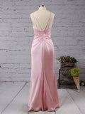 Stylish V-neck Silk-like Satin Split Front Prom Dress for Trumpet/Mermaid Look