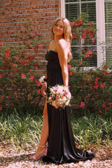 Sweetheart Black Mermaid Prom Dress with Slit