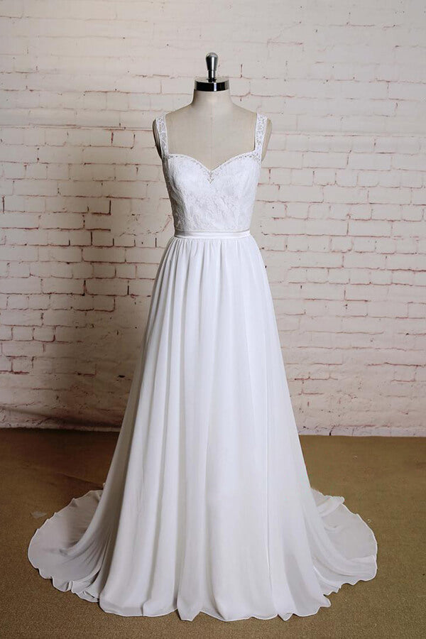 Sweetheart Lace Chiffon A-line Wedding Dress On Sale-27dress