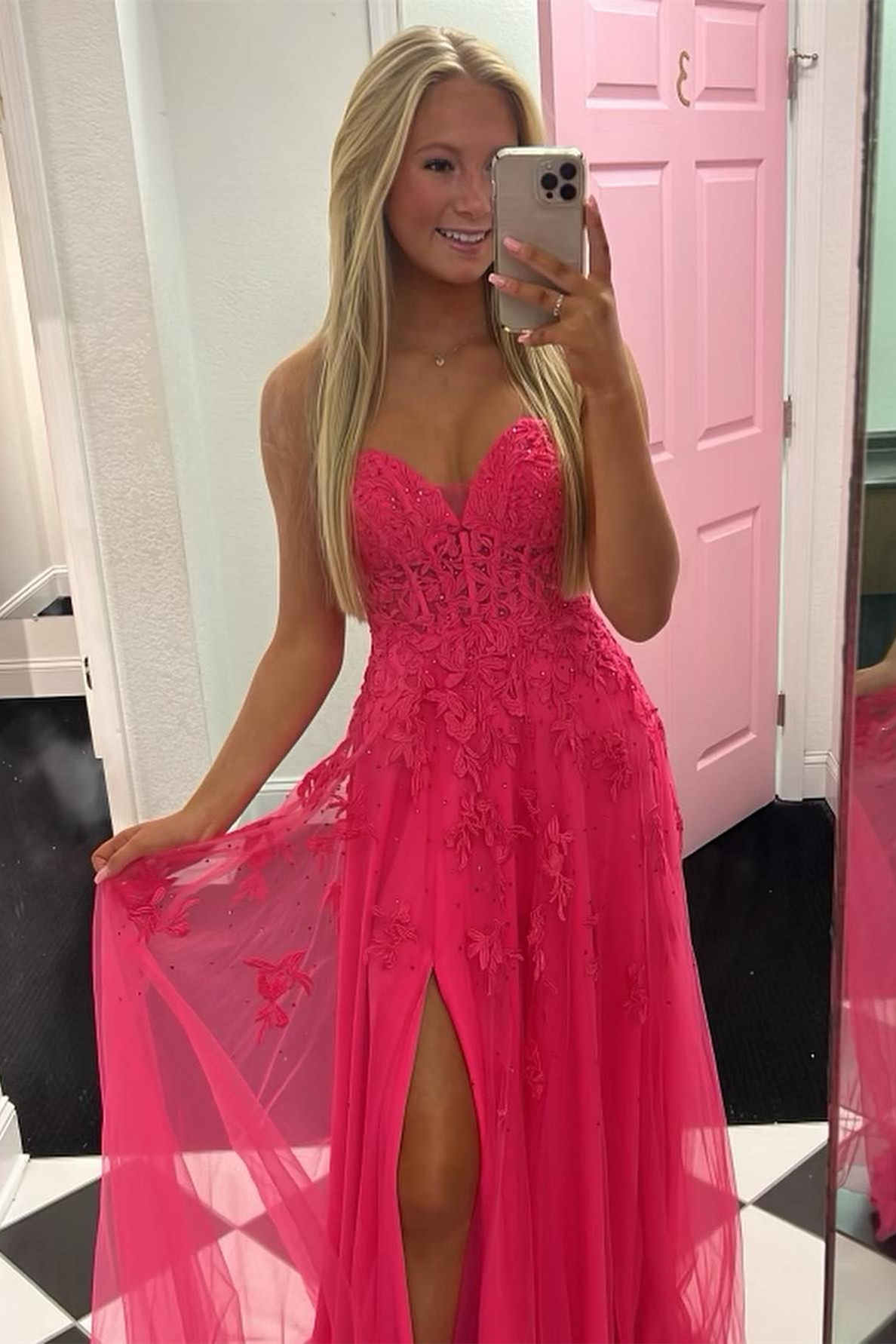 Sweetheart Lavender Lace Corset A-Line Long Prom Dress