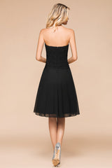 Sweetheart Ruffle Short Black Bridesmaid Dress-27dress