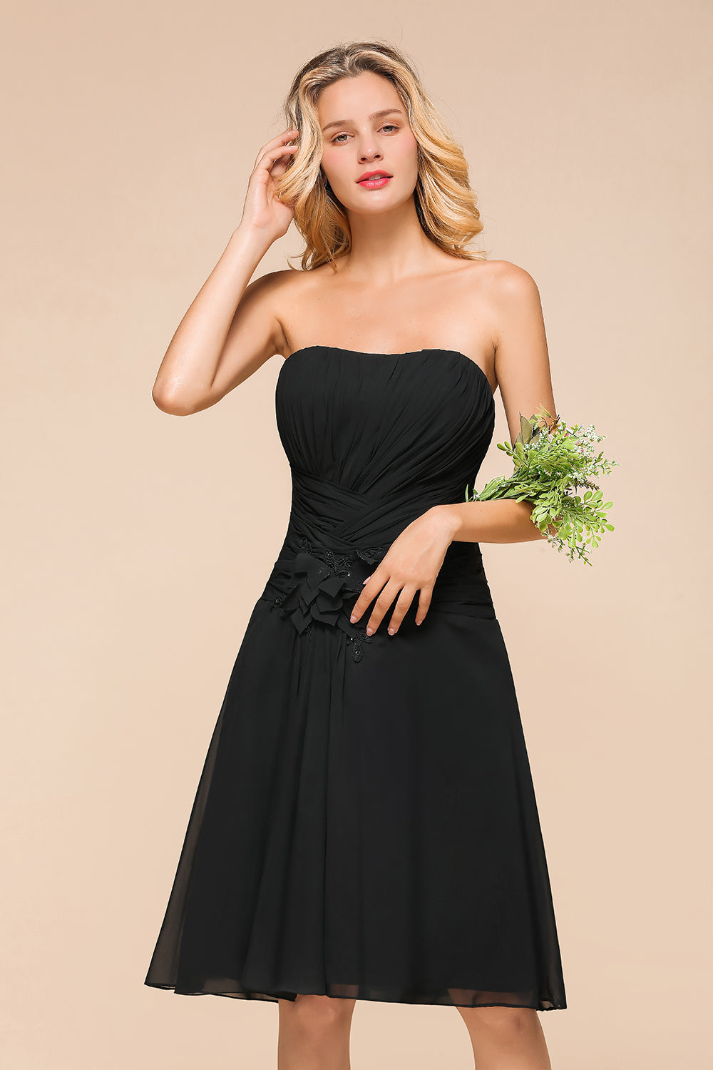 Sweetheart Ruffle Short Black Bridesmaid Dress-27dress