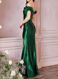 Sweetheart Satin Short Sleeves Floor-Length Prom Dresses With Split Front Sheath/Column-27dress