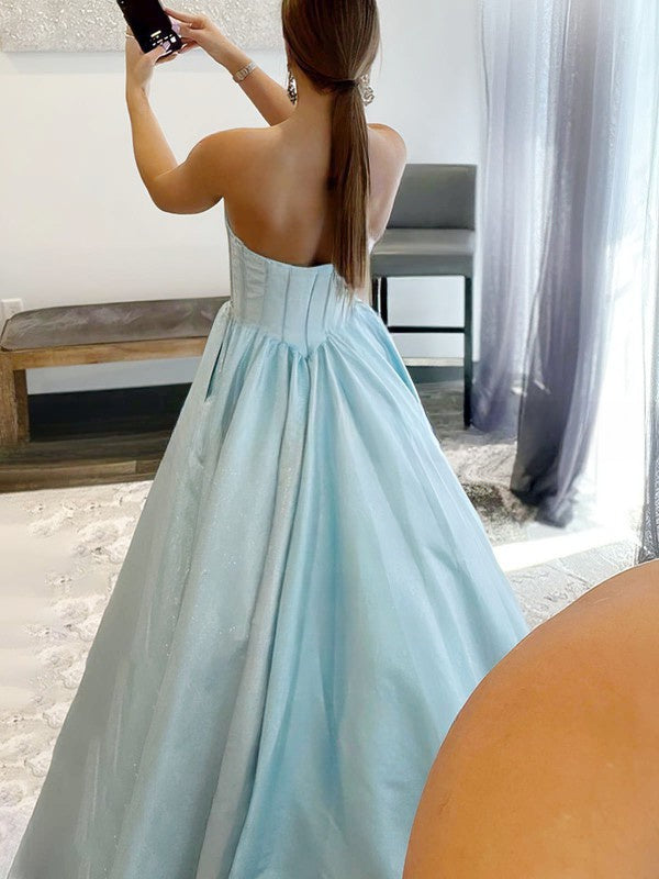 Sweetheart Shimmer Crepe Pockets Prom Dresses - Ball Gown/Princess Floor-length