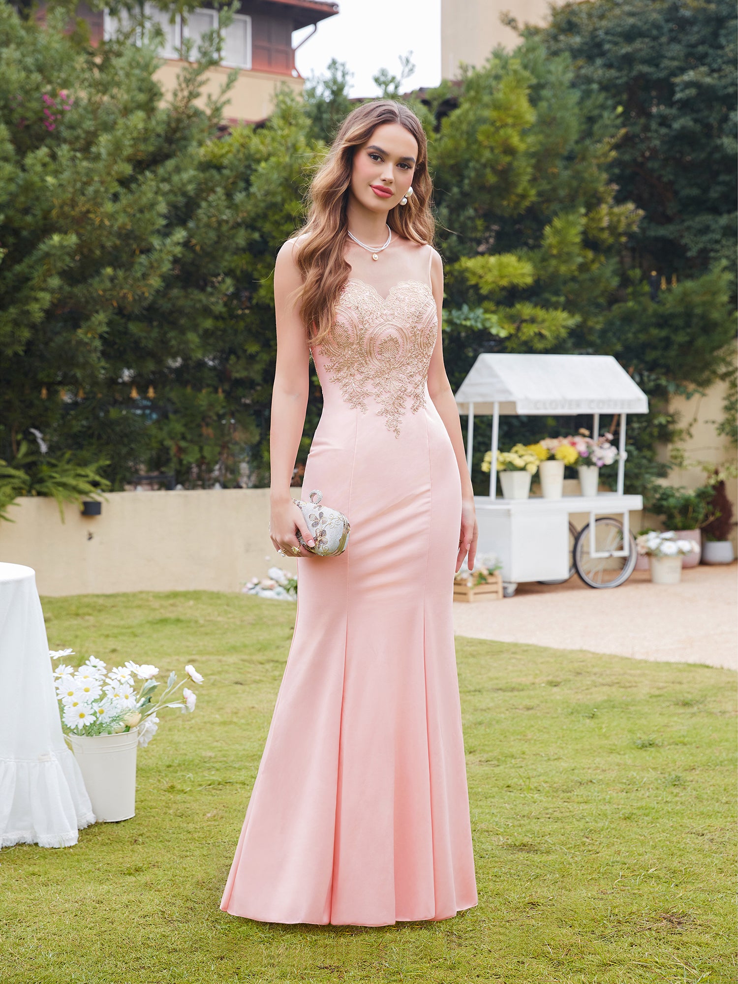 Sweetheart Sleeveless Mermaid Long Prom Dress with Applique-27dress