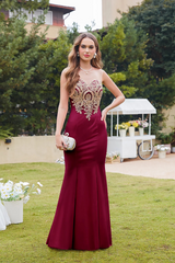 Sweetheart Sleeveless Mermaid Long Prom Dress with Applique-27dress