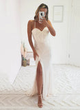 Sweetheart Sleeveless Sequined Prom Dress with Split Front and Sweep Train-27dress