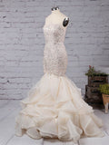 Trumpet/Mermaid Sweetheart Organza Sweep Train Beading Prom Dress