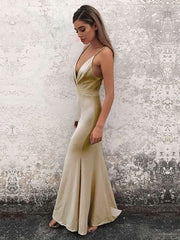 Trumpet/Mermaid V-neck Jersey Ankle-length Split Front Prom Dress