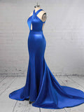 Trumpet/Mermaid V Neck Prom Dresses with Stretch Crepe Sweep Train