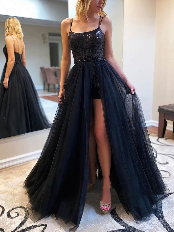 Tulle Sequined Beading Ball Gown/Princess Floor-length Prom Dresses