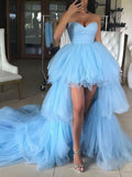 Tulle Sweetheart Princess Asymmetrical Tiered Prom Dress