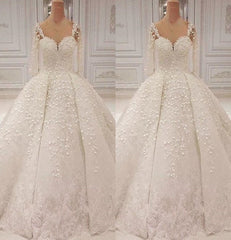 Unique Halfsleeves Straps White Wedding Dresses With Appliques A-line Lace Bridal Gowns On Sale-27dress