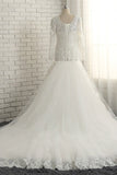 Unique Mermaid Longsleeves V-neck Wedding Dresses White Lace Bridal Gowns With Appliques On Sale-27dress