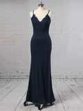 V-neck Jersey Appliques Lace Prom Dresses with Sheath/Column Floor-length Cut