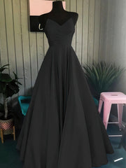 V-neck Satin Floor-length Ruffles Prom Dresses - Ball Gown Style