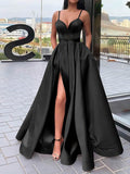 V-neck Satin Sashes / Ribbons Prom Dress - Ball Gown/Princess Floor-length